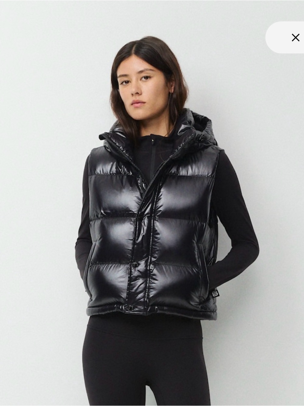 Aritzia The Super Puff Shorty Vest- Hi-Gloss in Black